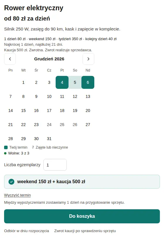 Rower elektryczny, wolne 3 z 3 egzemplarzy w wybranym terminie