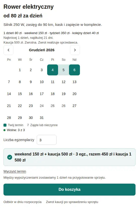 Rower elektryczny, trzy egzemplarze: razem 450 zł i kaucja 1 500 zł